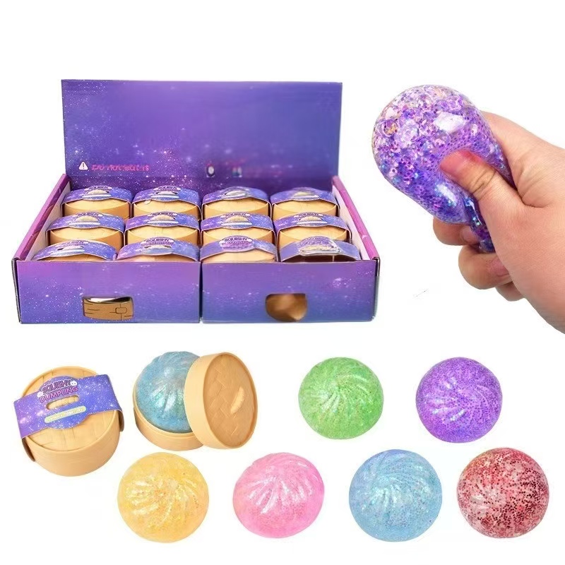 Kids Toys Dumplings - Creative Glitter Dumpling Squishy, Soft TPR