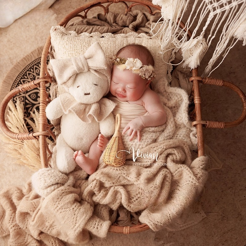 Kids Toys New Born - Newborn Photography Props Retro Rattan Crib