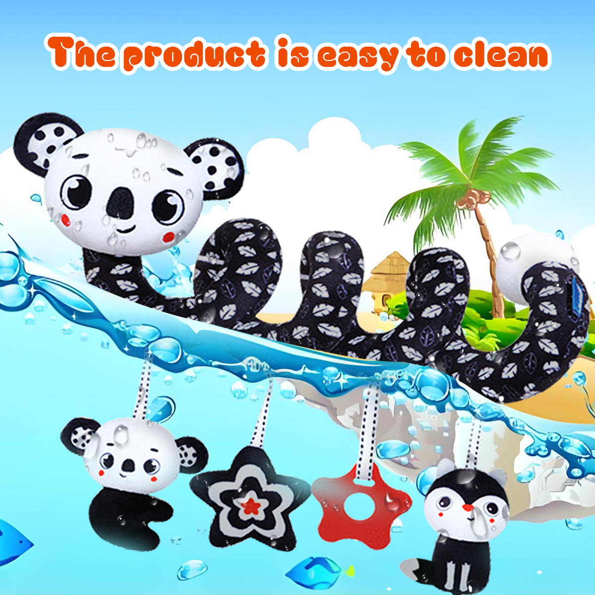 Spiral Plush Toys, Black White - مراجعة Kids Toys New Born وسعره