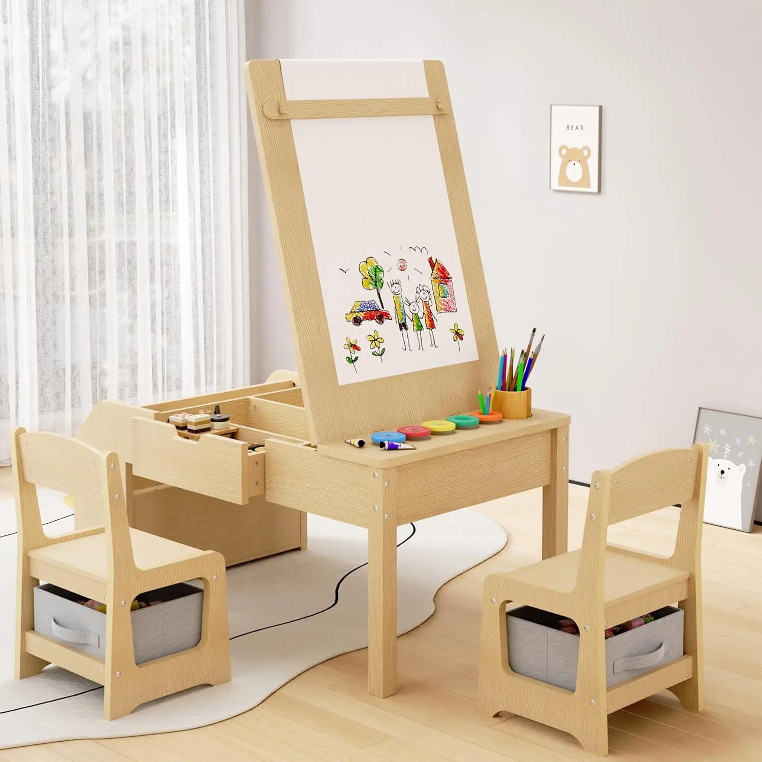 5-in-1 Kids Art Table and Chai - مراجعة Kids Art Easel وسعره