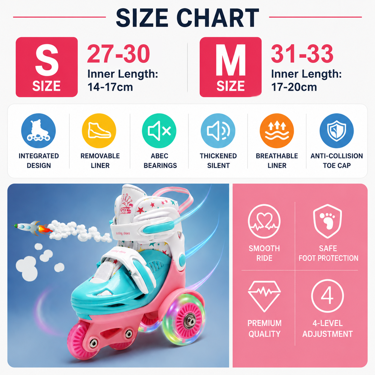 Kids Roller Skates Adjustable  - مراجعة Kids Toys Quad وسعره
