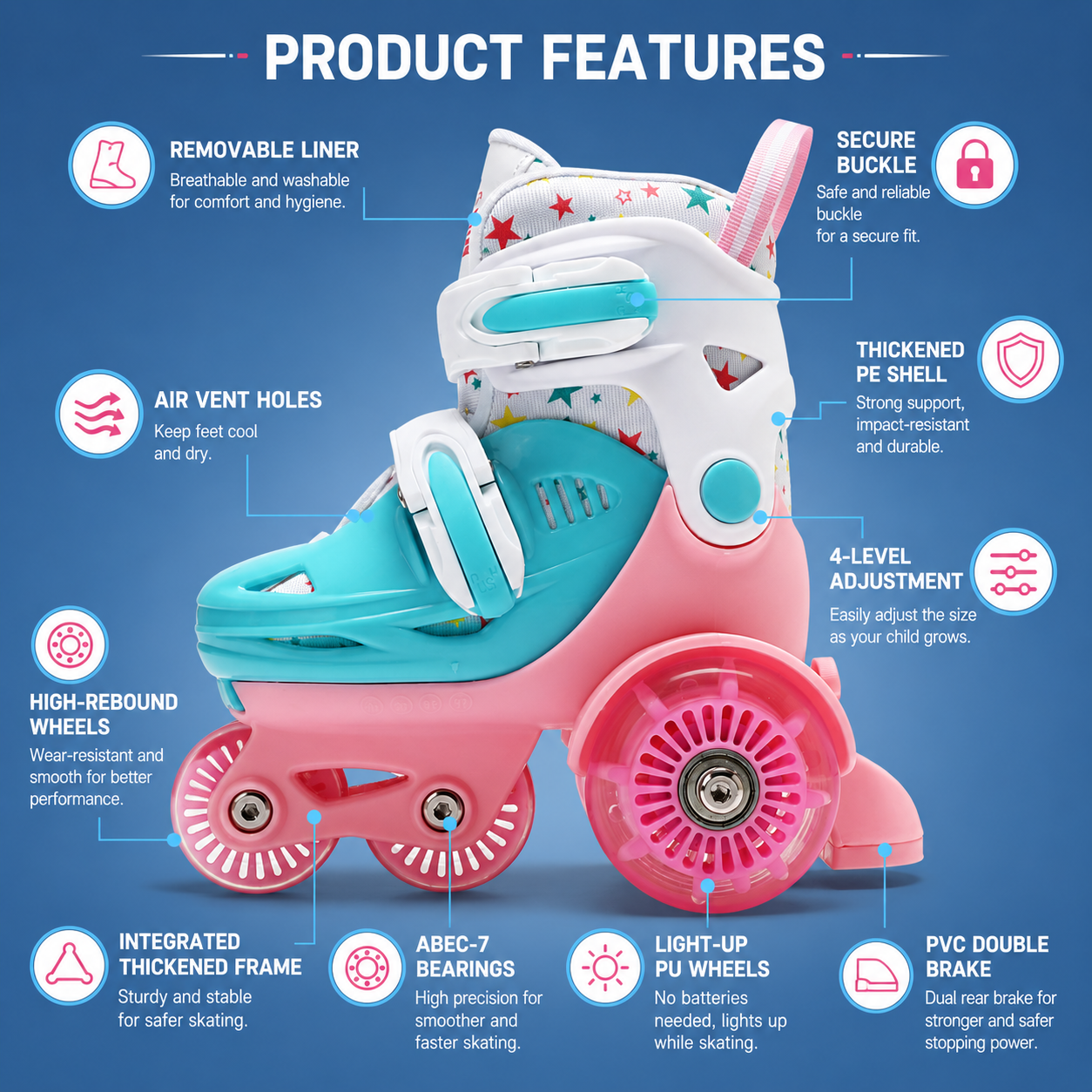 Kids Roller Skates Adjustable  - مراجعة Kids Toys Quad وسعره