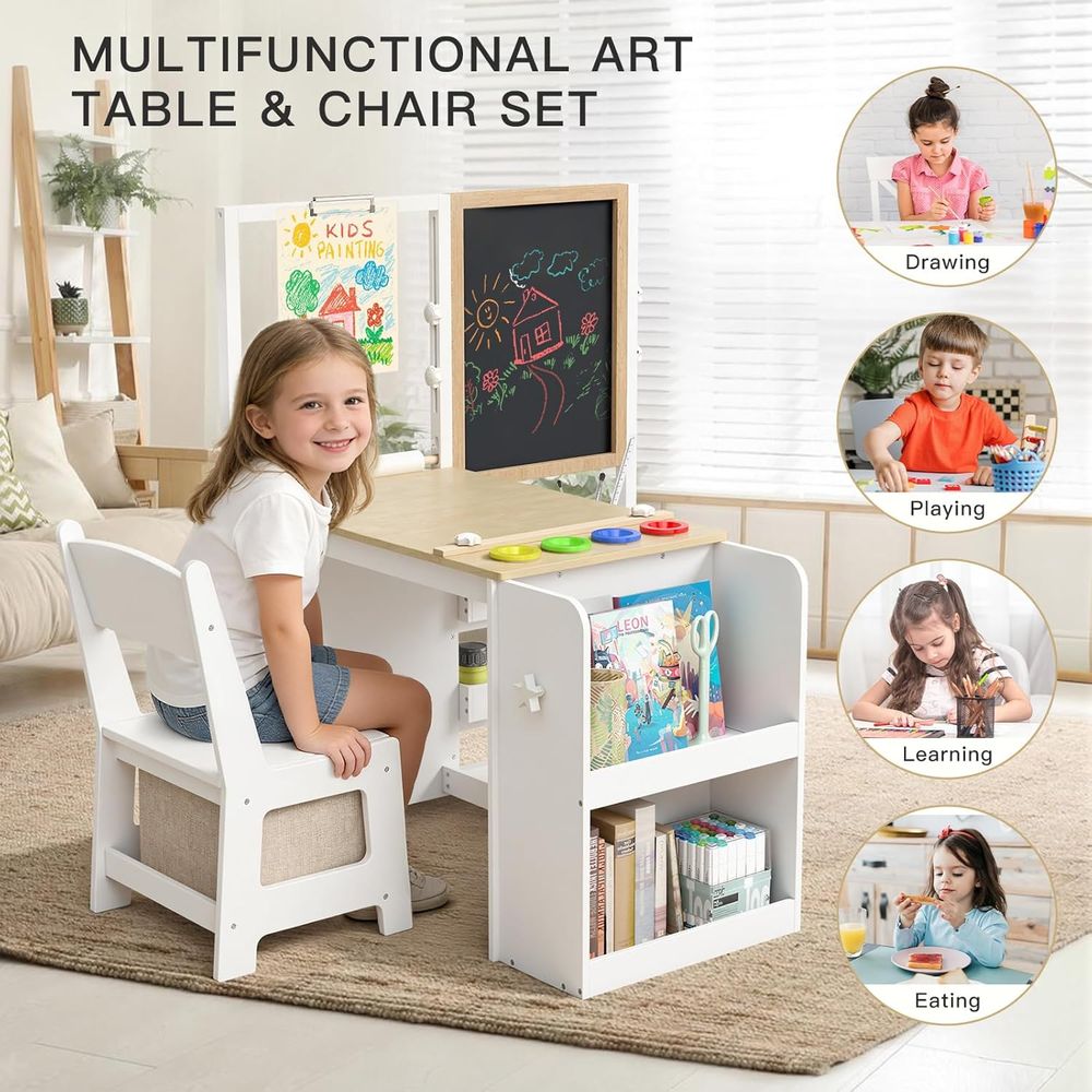 3 in 1 Kids Art Table and Chai - مراجعة Kids Art Easel وسعره