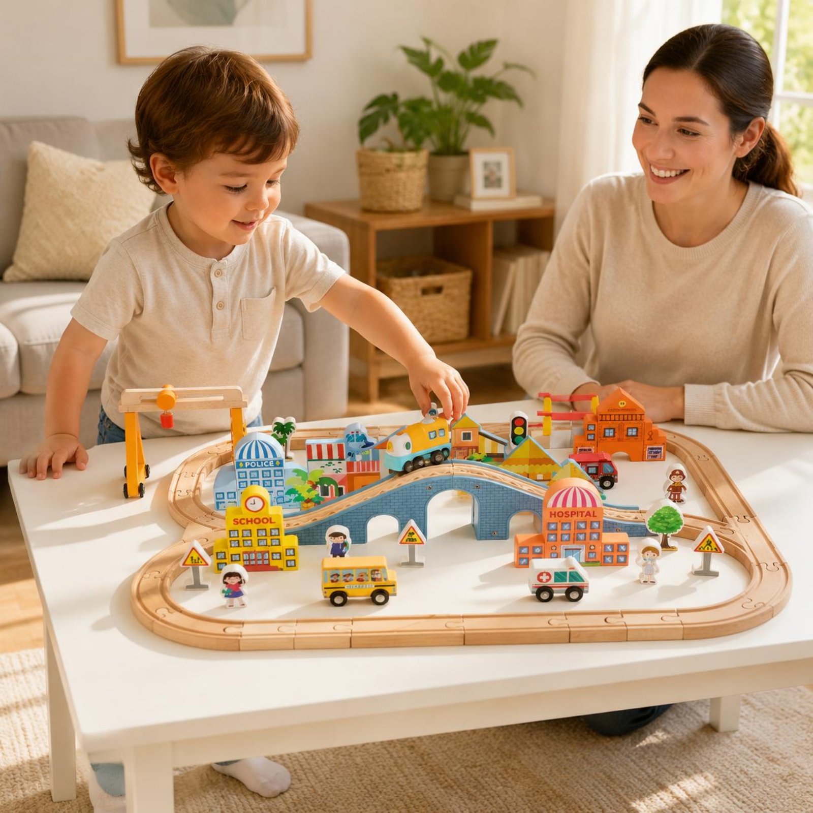 Wooden Train Set Educational W - مراجعة Kids Toys Brands وسعره