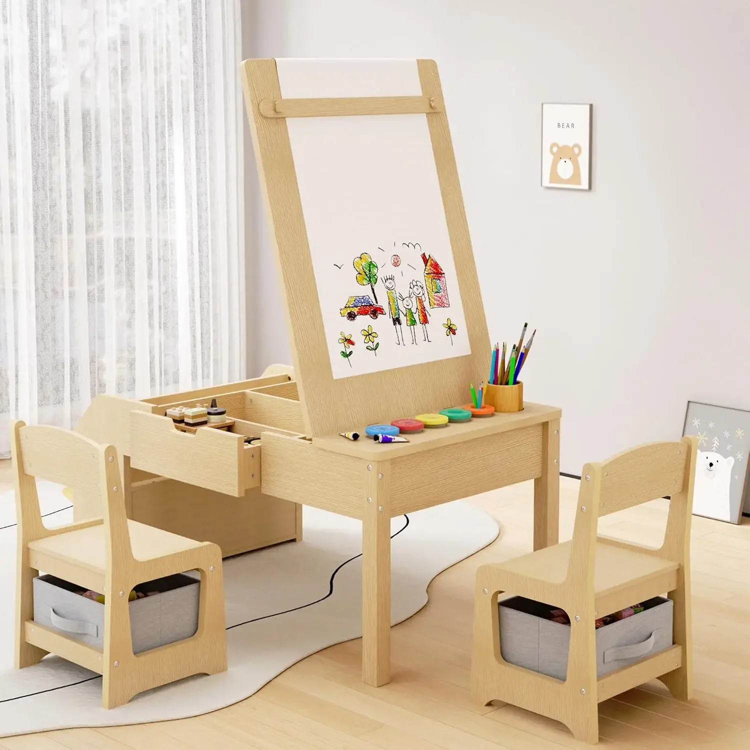 5-in-1 Kids Art Table and Chai - مراجعة Kids Art Easel وسعره